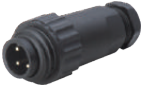 WA22J4TE2 3+PE straight plug with pin contacts, long backshell and screw termination
