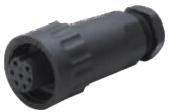 WA22K7ZE1 6+PE in-line receptacle with socket contacts, long backshell and solder termination